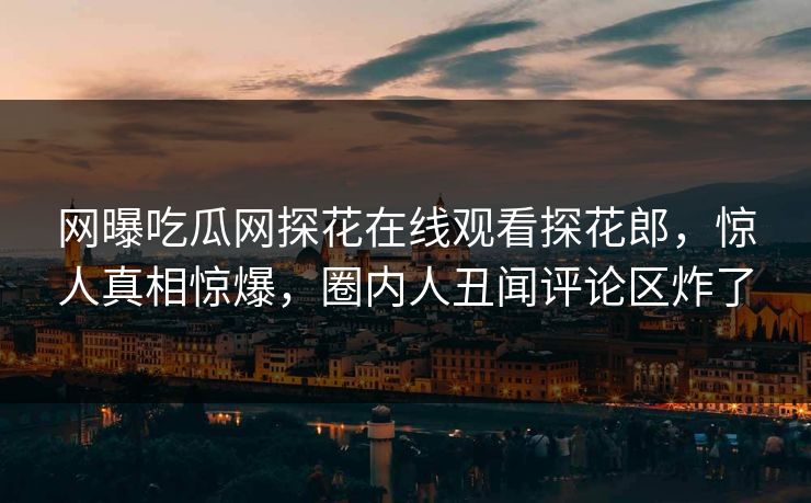 网曝吃瓜网探花在线观看探花郎，惊人真相惊爆，圈内人丑闻评论区炸了