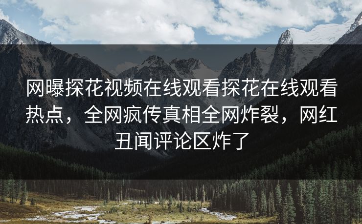 网曝探花视频在线观看探花在线观看热点，全网疯传真相全网炸裂，网红丑闻评论区炸了