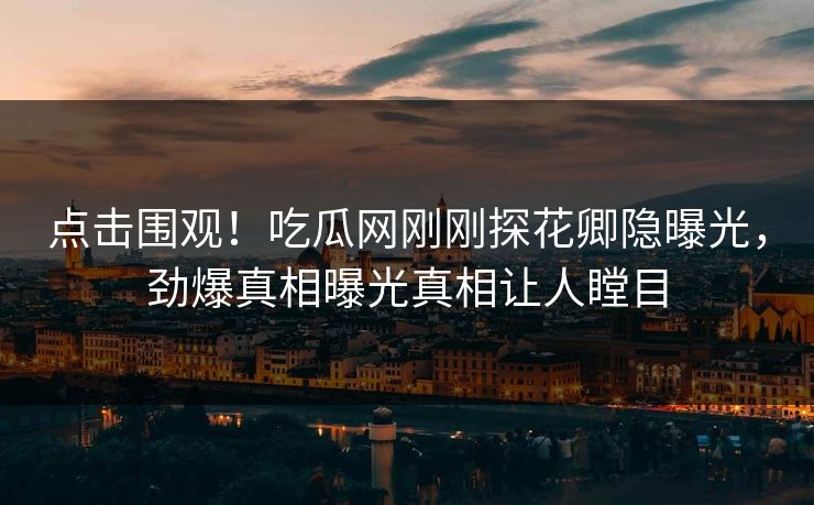 点击围观！吃瓜网刚刚探花卿隐曝光，劲爆真相曝光真相让人瞠目  第1张
