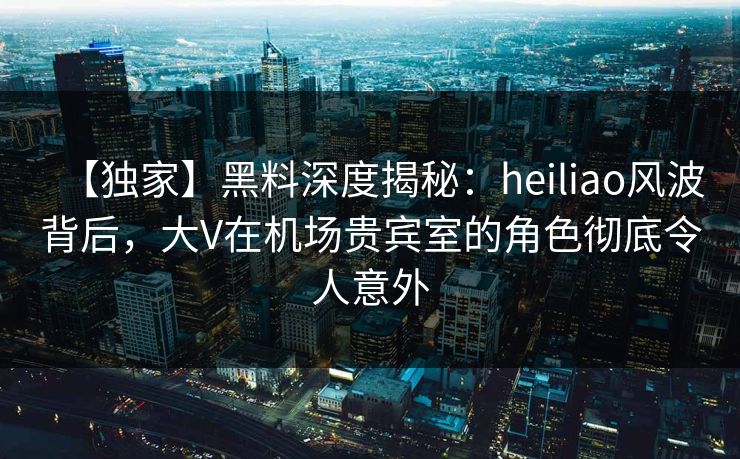 【独家】黑料深度揭秘:heiliao风波背后,大V在机场贵宾室的角色彻底令人意外