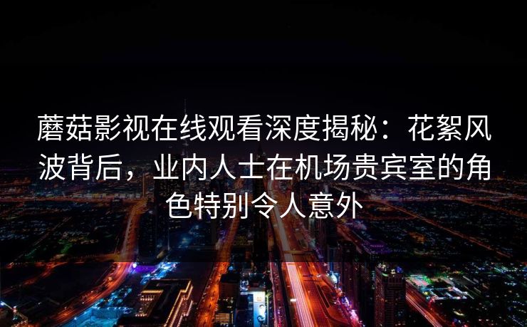 蘑菇影视在线观看深度揭秘：花絮风波背后，业内人士在机场贵宾室的角色特别令人意外